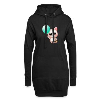 Katze mit Ballon - Hoodie-Kleid - Schwarz - Vorne