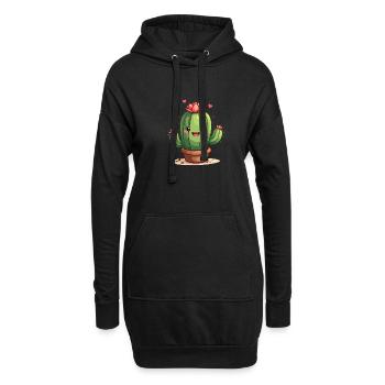 Niedlicher Kaktus | Fröhliches Cartoon-Design - Hoodie-Kleid - Schwarz - Vorne