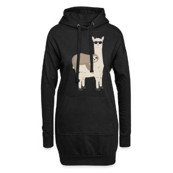 Lama et paresseux - Cadeau d’Alpagas Amusant Sloth - Sweat-shirt à capuche long Femme - noir - Devant