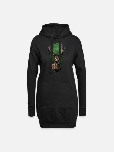 Königlicher Hirsch - Hoodie-Kleid - Schwarz