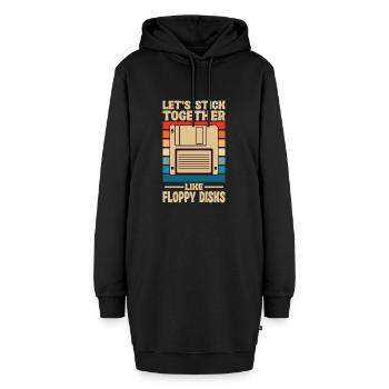 Collons-nous les uns aux autres comme des disquettes - Sweat-shirt à capuche long Femme - noir - Devant