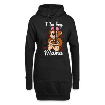 Singe Maman Coeur Singe Amour Singe Maman - Sweat-shirt à capuche long Femme - noir - Devant