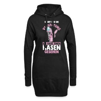 Kaninchen Hase - Hoodie-Kleid - Schwarz - Vorne