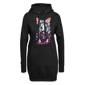 Lapin gothique eGirl Anime Kemonomimi Design - Sweat-shirt à capuche long Femme - noir - Devant