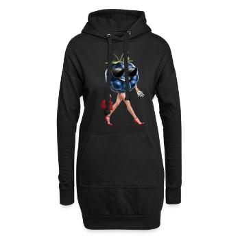 Frauen Heidelbeere - Hoodie-Kleid - Schwarz - Vorne
