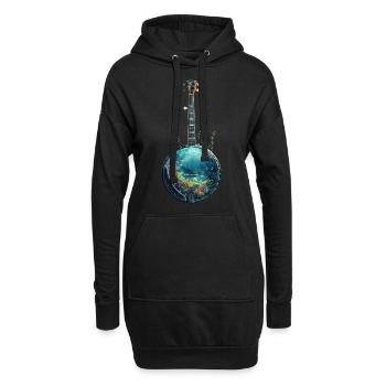 Fisch Banjo - Hoodie-Kleid - Schwarz - Vorne