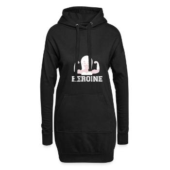 Heroine Heldin Cartoon Comic Power - Hoodie-Kleid - Schwarz - Vorne