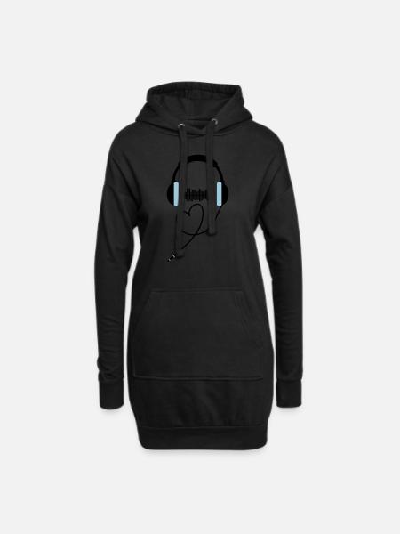 Headphones In Love for DJing - Hoodie-Kleid - Schwarz