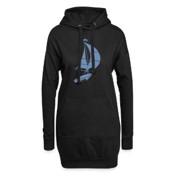 Segelboot Segelyacht Meer Silhouette - Hoodie-Kleid - Schwarz - Vorne