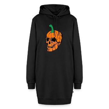 Halloween Totenkopf Kürbis - Hoodie-Kleid - Schwarz - Vorne - AI Model Female 172 light (172cm)