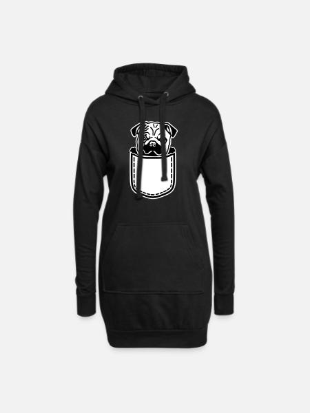 Mops - Hoodie-Kleid - Schwarz