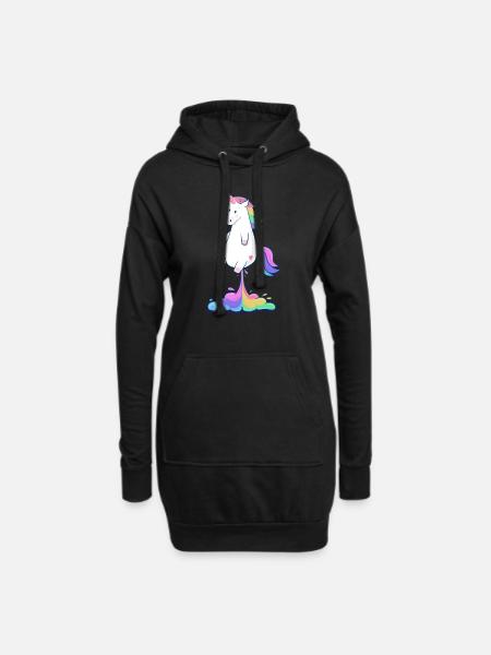 Pupsendes Regenbogen Einhorn - Hoodie-Kleid - Schwarz
