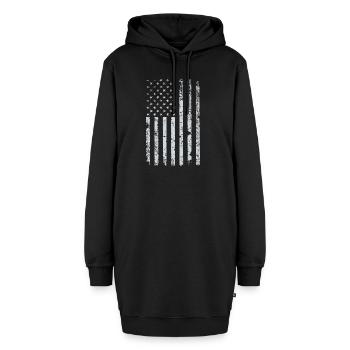 Vintage USA White Patriotic American Flag - Sweat-shirt à capuche long Femme - noir - Devant