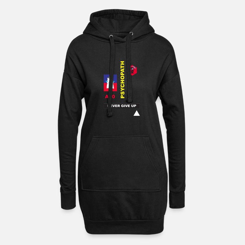 NEVER GIVE UP - Vestitino con cappuccio - nero