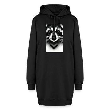 Comic-Karikatur eines nordamerikanischen Waschbären - Hoodie-Kleid - Schwarz - Vorne