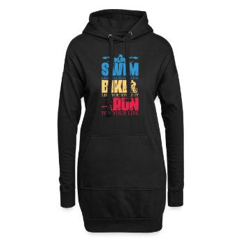 Swim like the Boat sunk Bike like you stole it Run - Hoodie-Kleid - Schwarz - Vorne