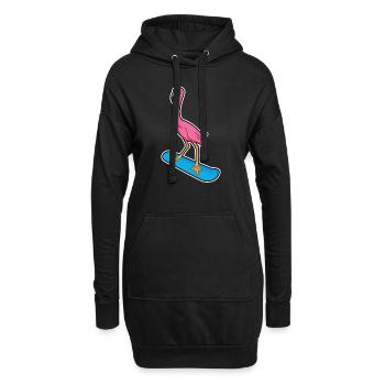 Flamingo en snowboarder avec Snowbaord - Sweat-shirt à capuche long Femme - noir - Devant