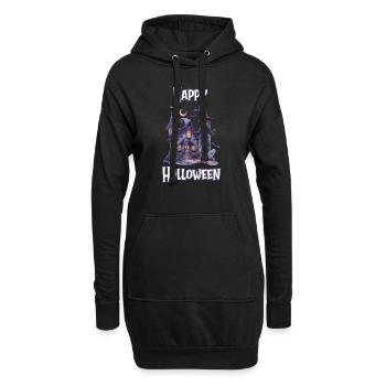 Halloween – Happy Halloween gruseliges Geisterhaus - Hoodie-Kleid - Schwarz - Vorne