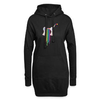 Nudelmaschine mit bunten Nudeln im Regenbogen Stil - Hoodie-Kleid - Schwarz - Vorne