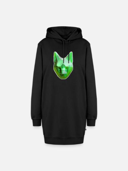 Grüner Kristallkatze - Hoodie-Kleid - Schwarz