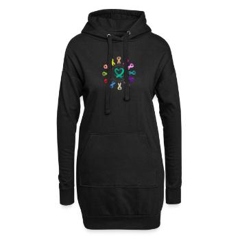 Aufklärung über Krebs , Kampf gegen Krebs , Liebe - Hoodie-Kleid - Schwarz - Vorne