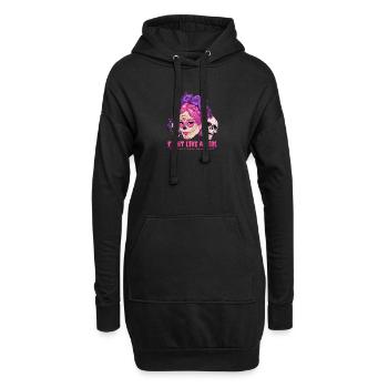 Sugar Skull Pink Ribbon Kämpfe wie ein Mädchen - Hoodie-Kleid - Schwarz - Vorne