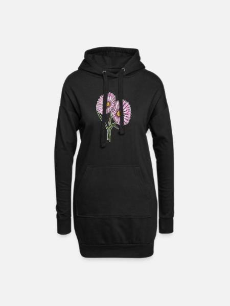 Gänseblümchen - Hoodie-Kleid - Schwarz