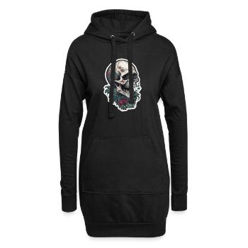 Conception de crâne d’impression de tatouage - Sweat-shirt à capuche long Femme - noir - Devant