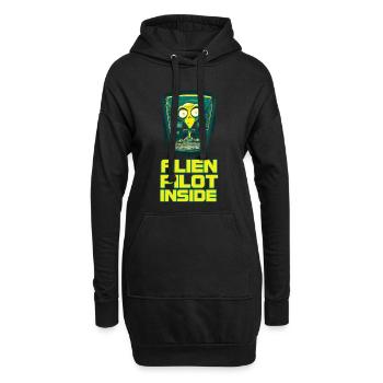 Alien on Board - Hoodie-Kleid - Schwarz - Vorne