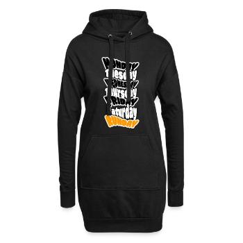 LE DIMANCHE, C’EST LE JOUR DE LA COURSE. Longue course ou grasse matinée ? - Sweat-shirt à capuche long Femme - noir - Devant