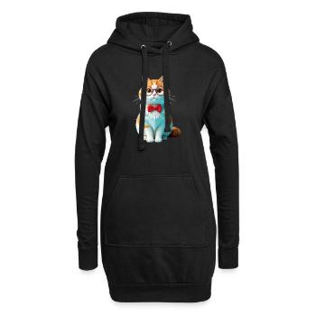 Amoureux des chats avec des lunettes et des animaux avec nœud papillon design - Sweat-shirt à capuche long Femme - noir - Devant