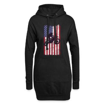 Drapeau américain du vélo de cross, - Sweat-shirt à capuche long Femme - noir - Devant