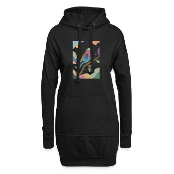 Design de rouleau poitrine lilas oiseau coloré - Sweat-shirt à capuche long Femme - noir - Devant