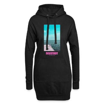 Neustadt in Holstein _ Ostsee  - Hoodie-Kleid - Schwarz - Vorne