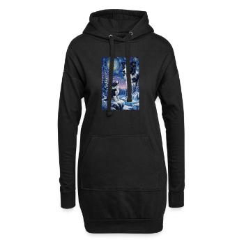 Hurlant au Mème de la Lune Chien Border Collie - Sweat-shirt à capuche long Femme - noir - Devant