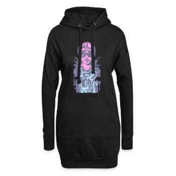 motarde - Sweat-shirt à capuche long Femme - noir - Devant