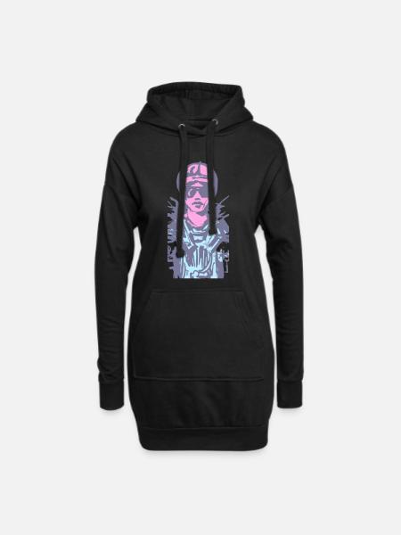bikerlady - Hoodie-Kleid - Schwarz