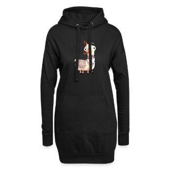 Lama,alpaka, Illustration, Comic, pfeife - Hoodie-Kleid - Schwarz - Vorne