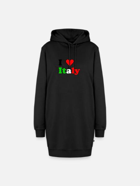 I love Italy - Hoodie-Kleid - Schwarz