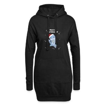 Dino Weihnachten Winter Tiere Dinos - Hoodie-Kleid - Schwarz - Vorne