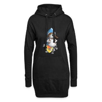 Neuanfang - Rakete - Comic - Hoodie-Kleid - Schwarz - Vorne