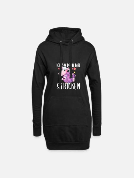 Ich Bin Dann Mal Stricken Süßes Schaf - Hoodie-Kleid - Schwarz