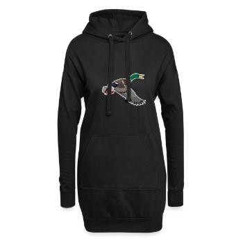 Motif colvert - Sweat-shirt à capuche long Femme - noir - Devant