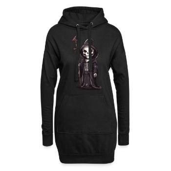 Niedlicher Skelett Magier Halloween Magie - Hoodie-Kleid - Schwarz - Vorne