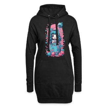 Gothic Kawaii Milkshake Anime Goth Design - Hoodie-Kleid - Schwarz - Vorne
