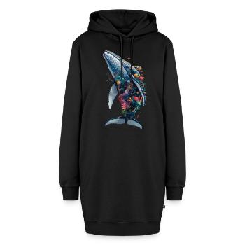 Lebendiges farbenfrohes künstlerisches Hai-Design - Hoodie-Kleid - Schwarz - Vorne