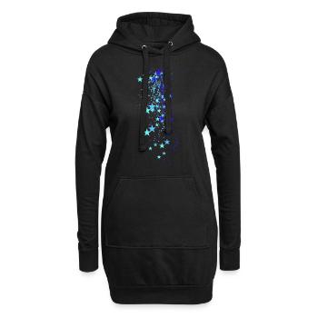 sterne, zeichnung, illustration,blau,stern,bunt - Hoodie-Kleid - Schwarz - Vorne