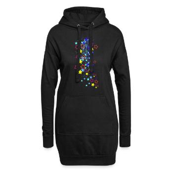 sterne, zeichnung, illustration,blau,stern,bunt - Hoodie-Kleid - Schwarz - Vorne