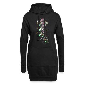 sterne,pailetten, pink, stern, bunte sterne - Hoodie-Kleid - Schwarz - Vorne