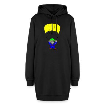parachute fallschirmspringen parachuting skydiver - Hoodie-Kleid - Schwarz - Vorne - AI Model Female 172 light (172cm)